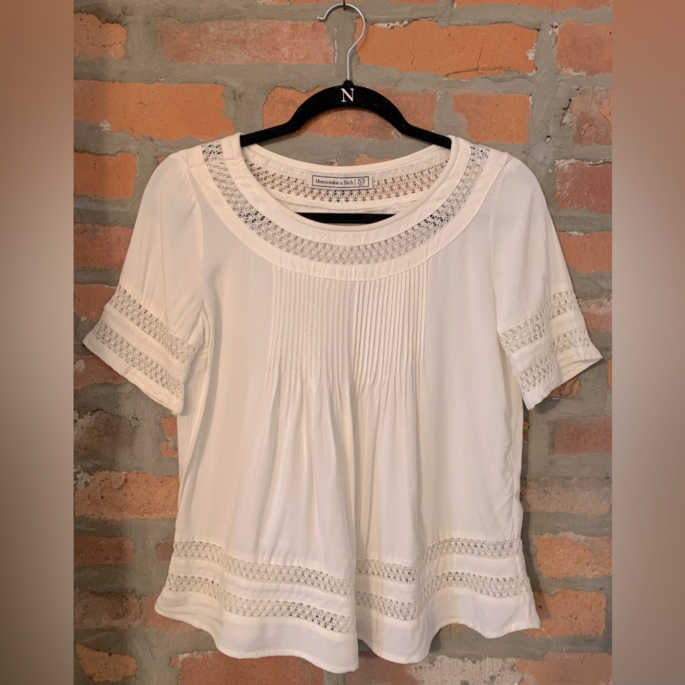 White, Abercrombie & Fitch, Short Sleeve Top, Size XS